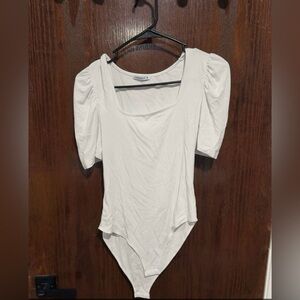 White Puff Sleeve Bodysuit